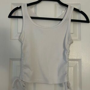 White Ribbed Tank Top with Tie Sides
